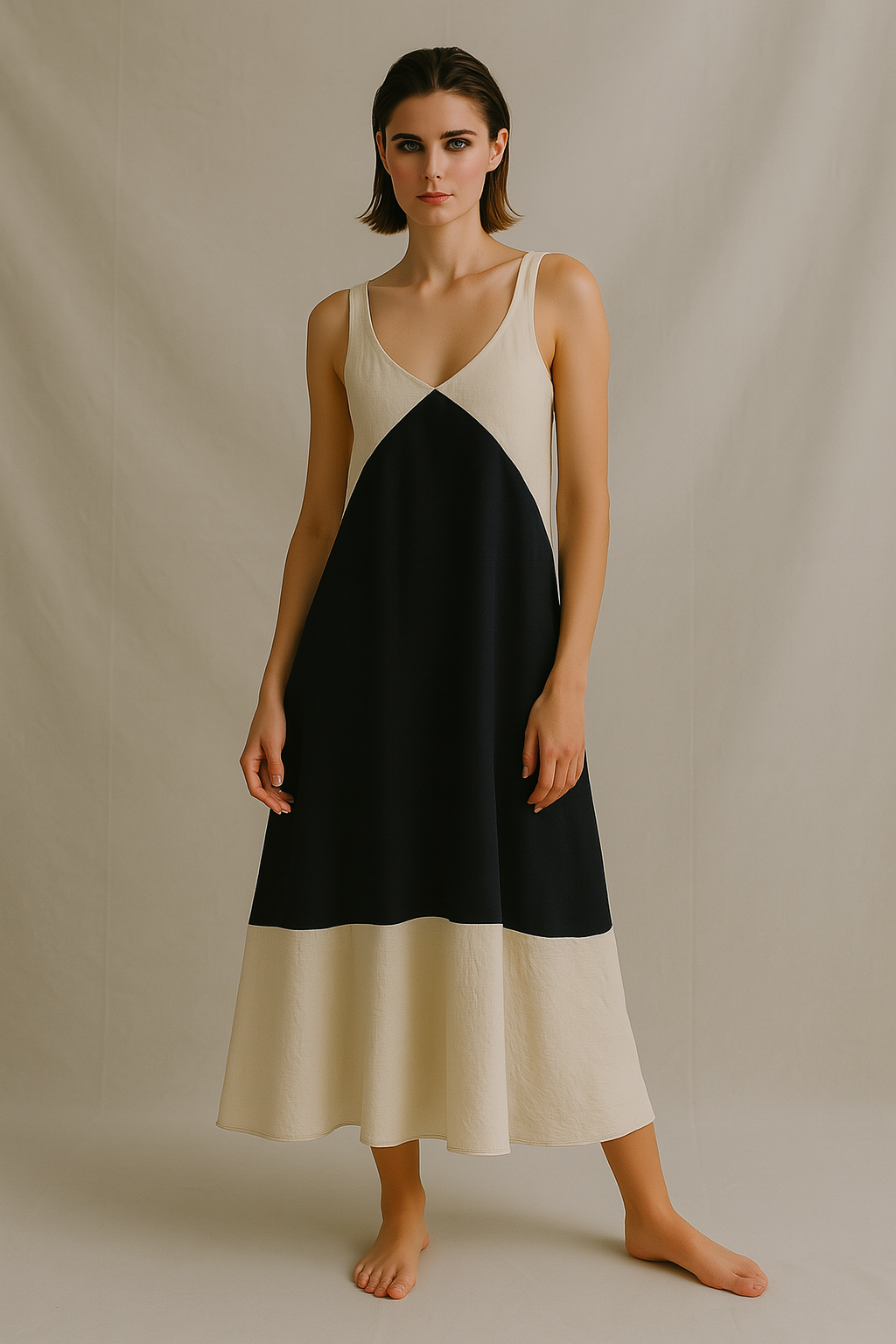 Vestido mido bicolor
