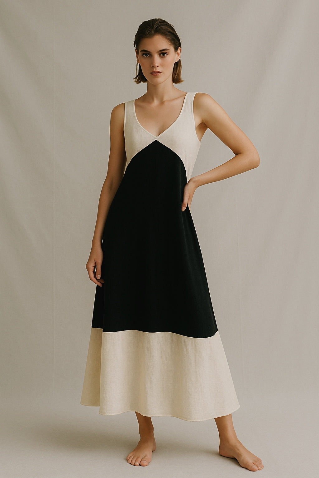 Vestido mido bicolor