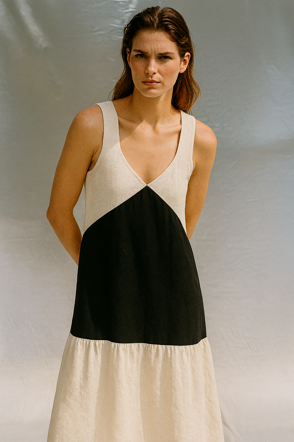 Vestido mido bicolor