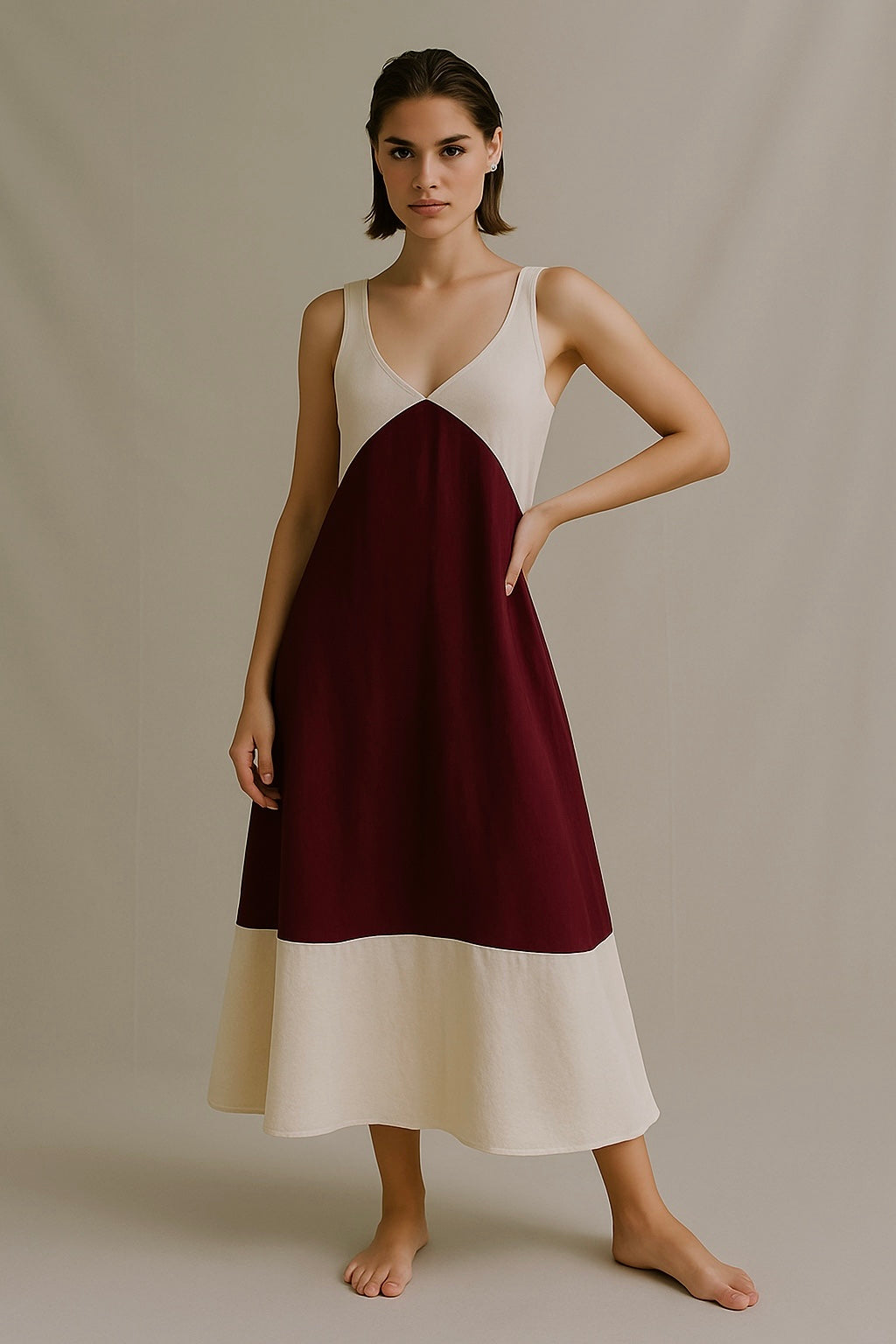 Vestido mido bicolor