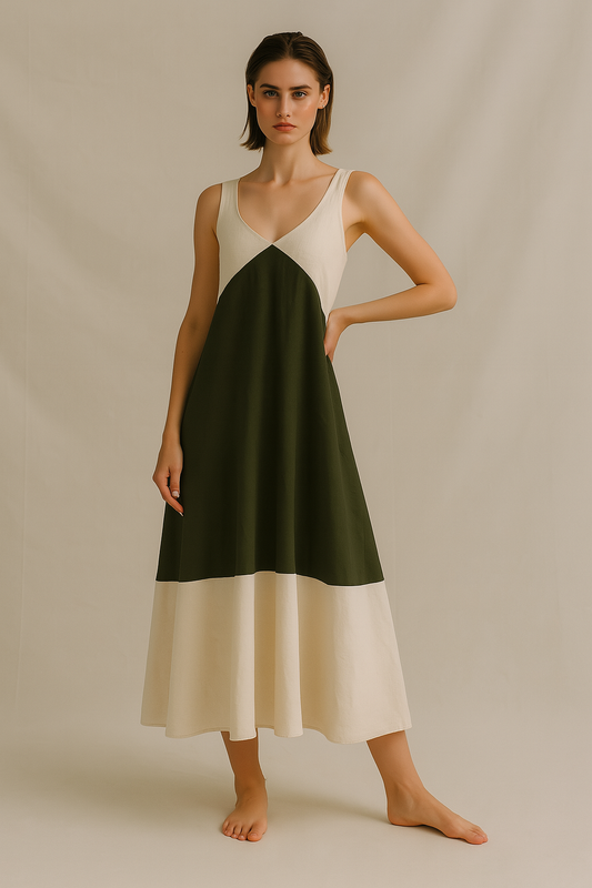 Vestido mido bicolor