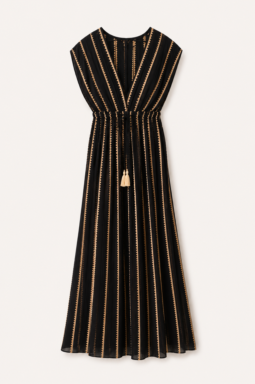 Vestido escote negro dorado