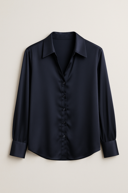 Camisa Satin Navy