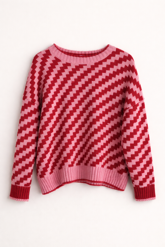 Jersey de punto con diseño geométrico en contraste