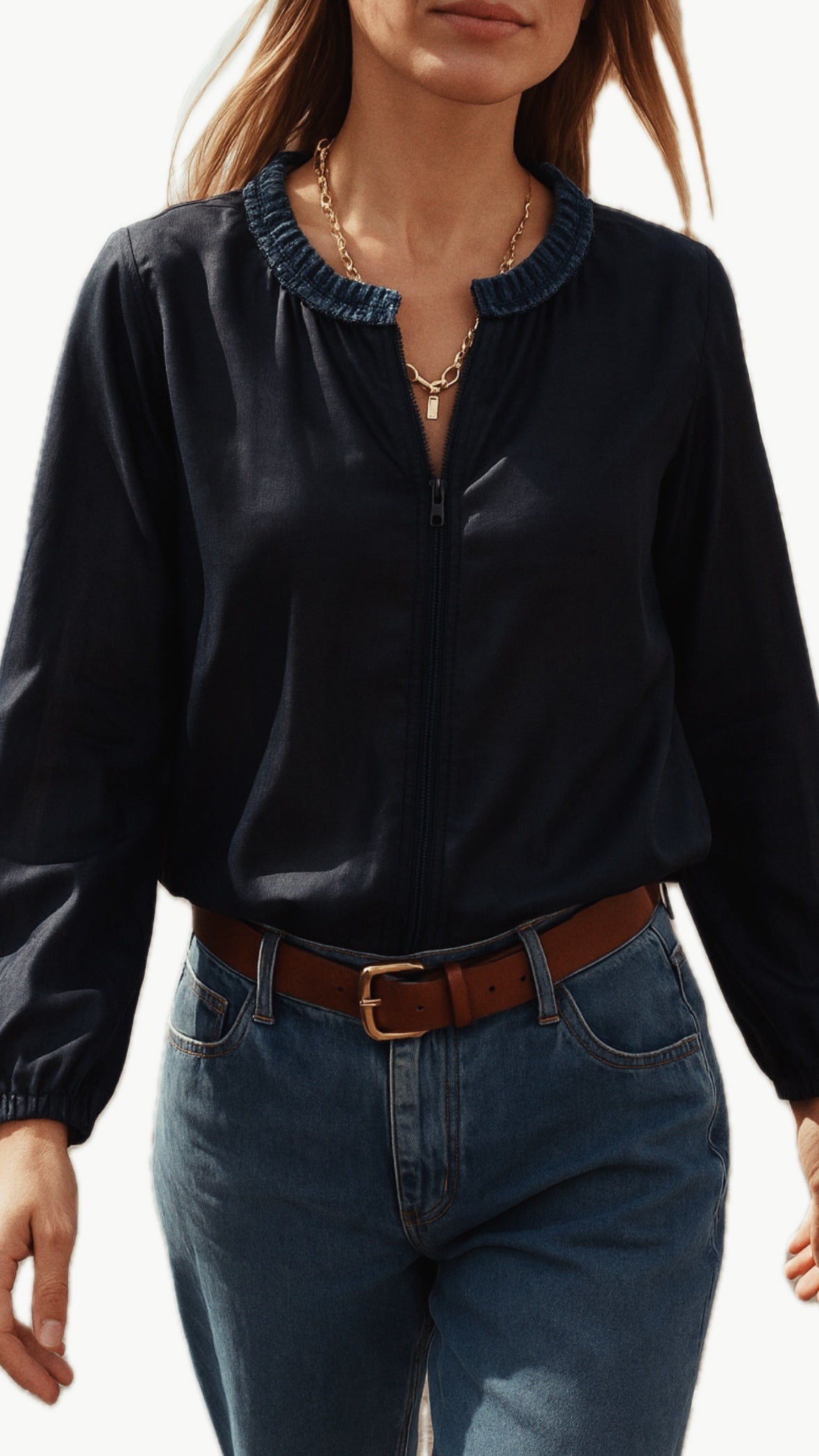 Chaqueta Navy Denim Touch