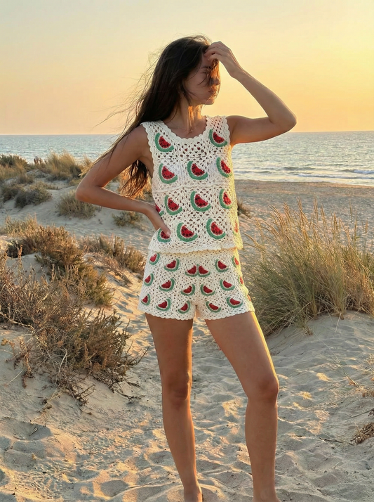 Pastèque au crochet courte