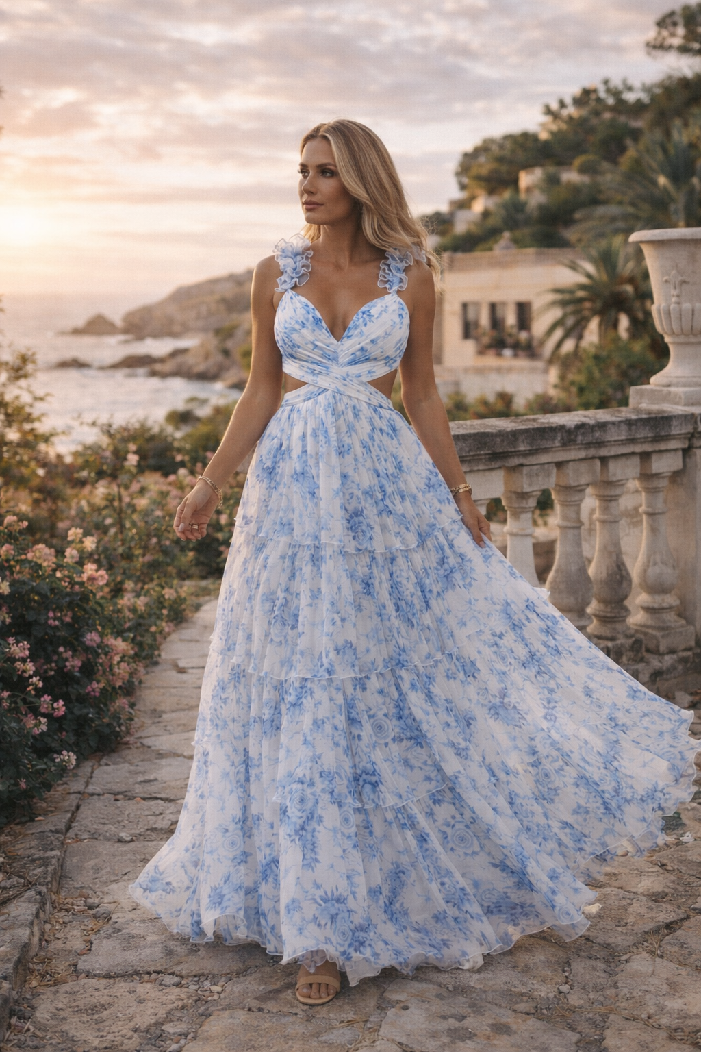 Vestido Floral Azul
