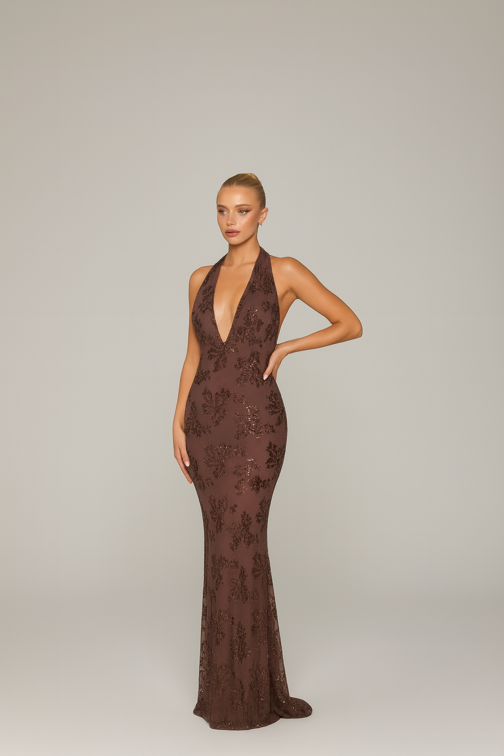 Vestido Floral Marrón Chocolate