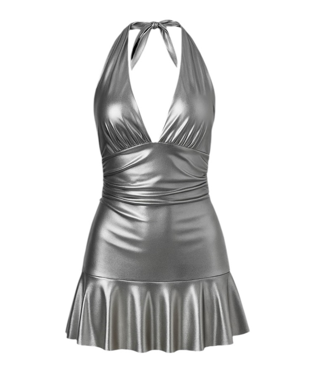Vestido metalizado halter