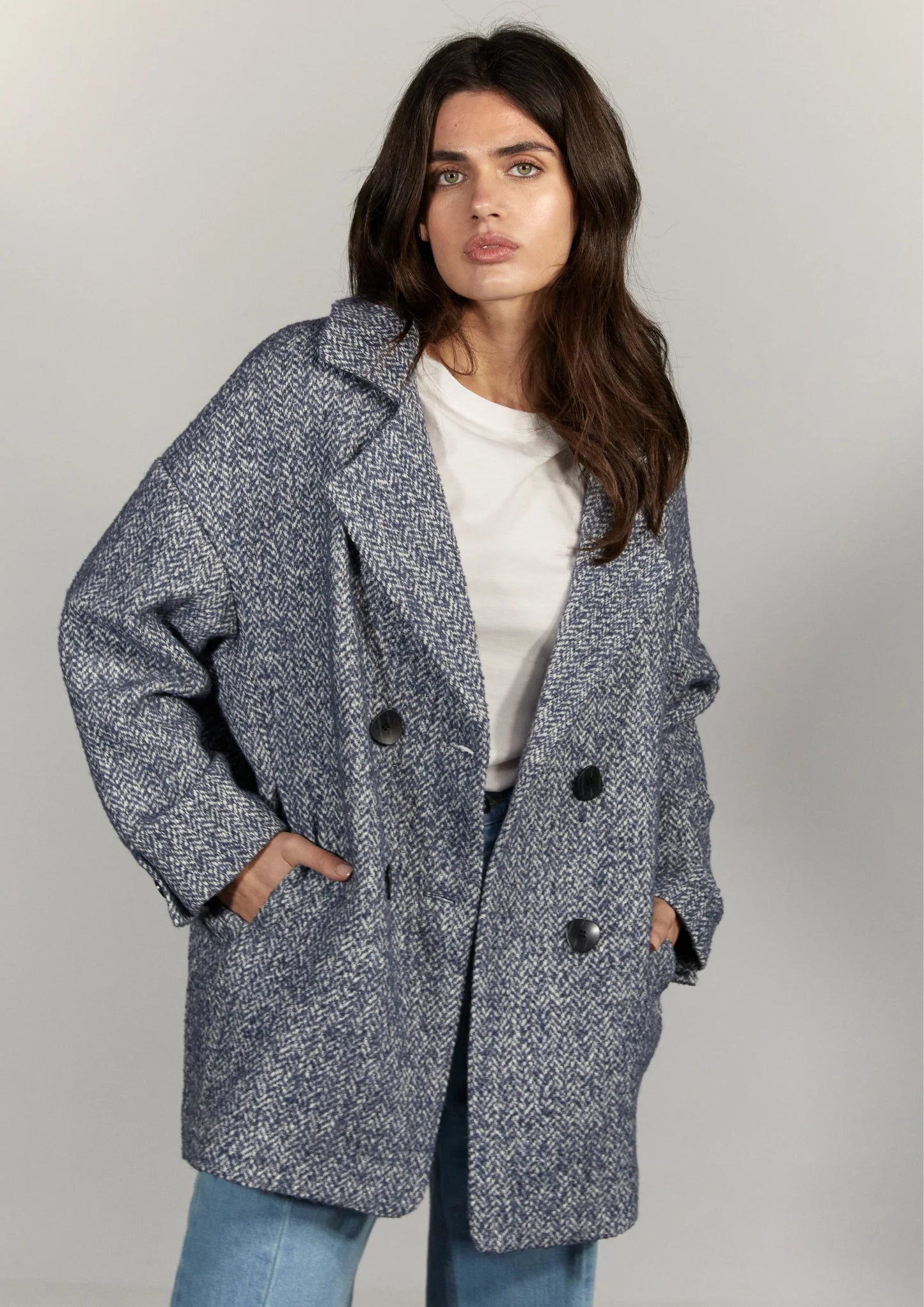 BRIGITTE COAT METAL BLUE