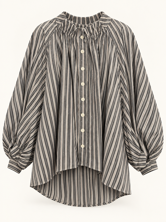 Blusa Brisa de rayas y strass gris vista frontal