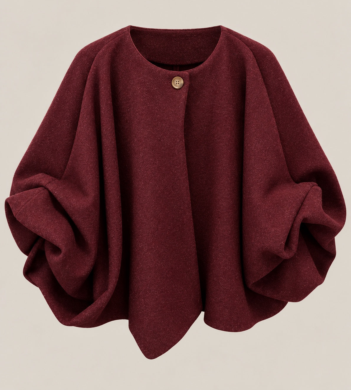 Capa Siena burdeos con mangas de volumen — frontal