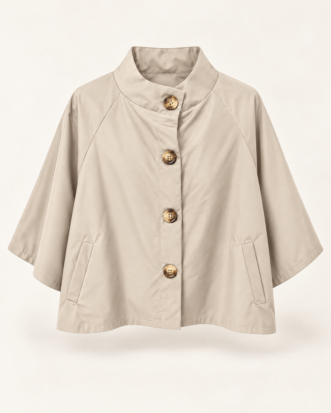 Chaqueta capa ligera beige de mujer, vista frontal
