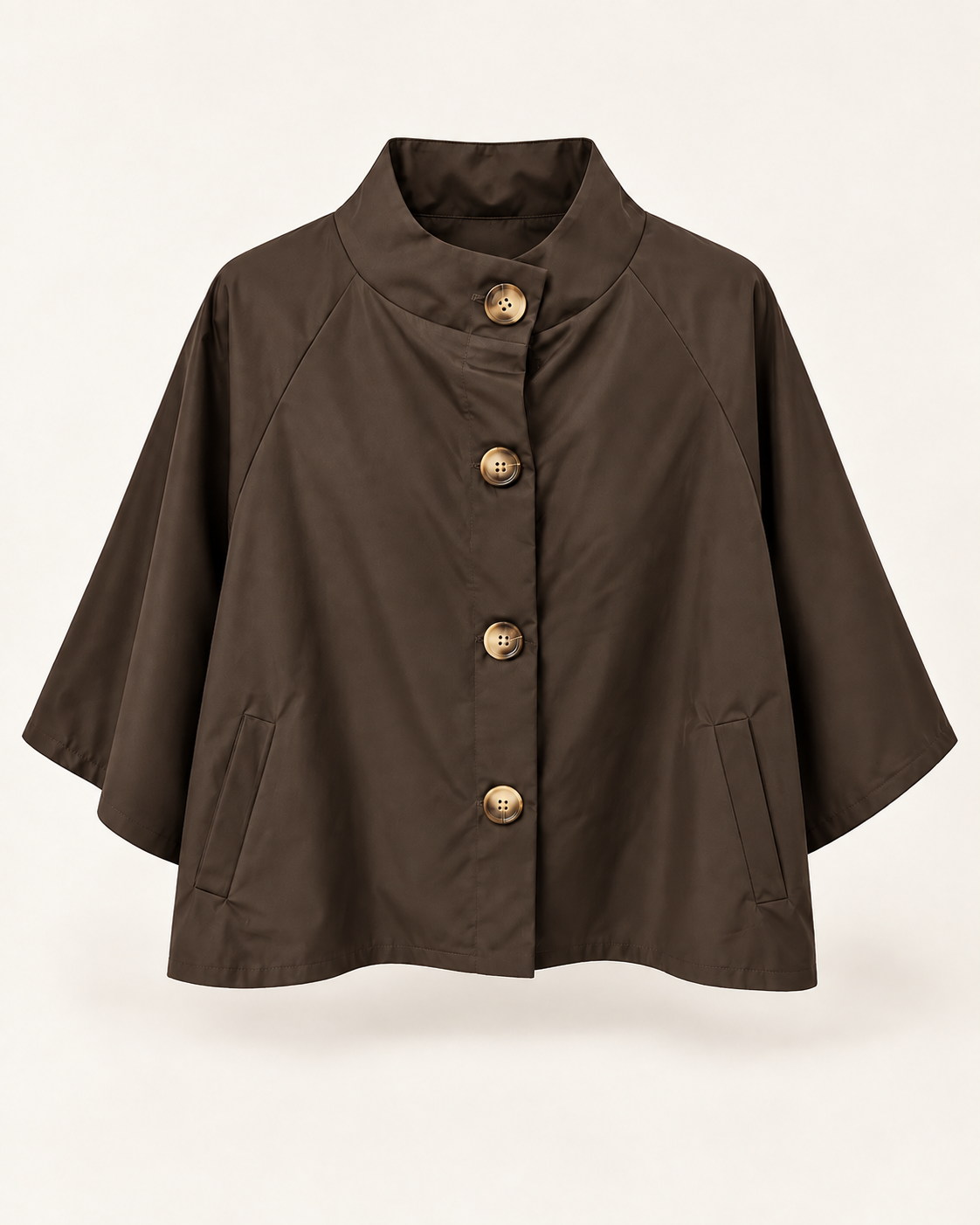 Chaqueta capa ligera chocolate de mujer, vista frontal