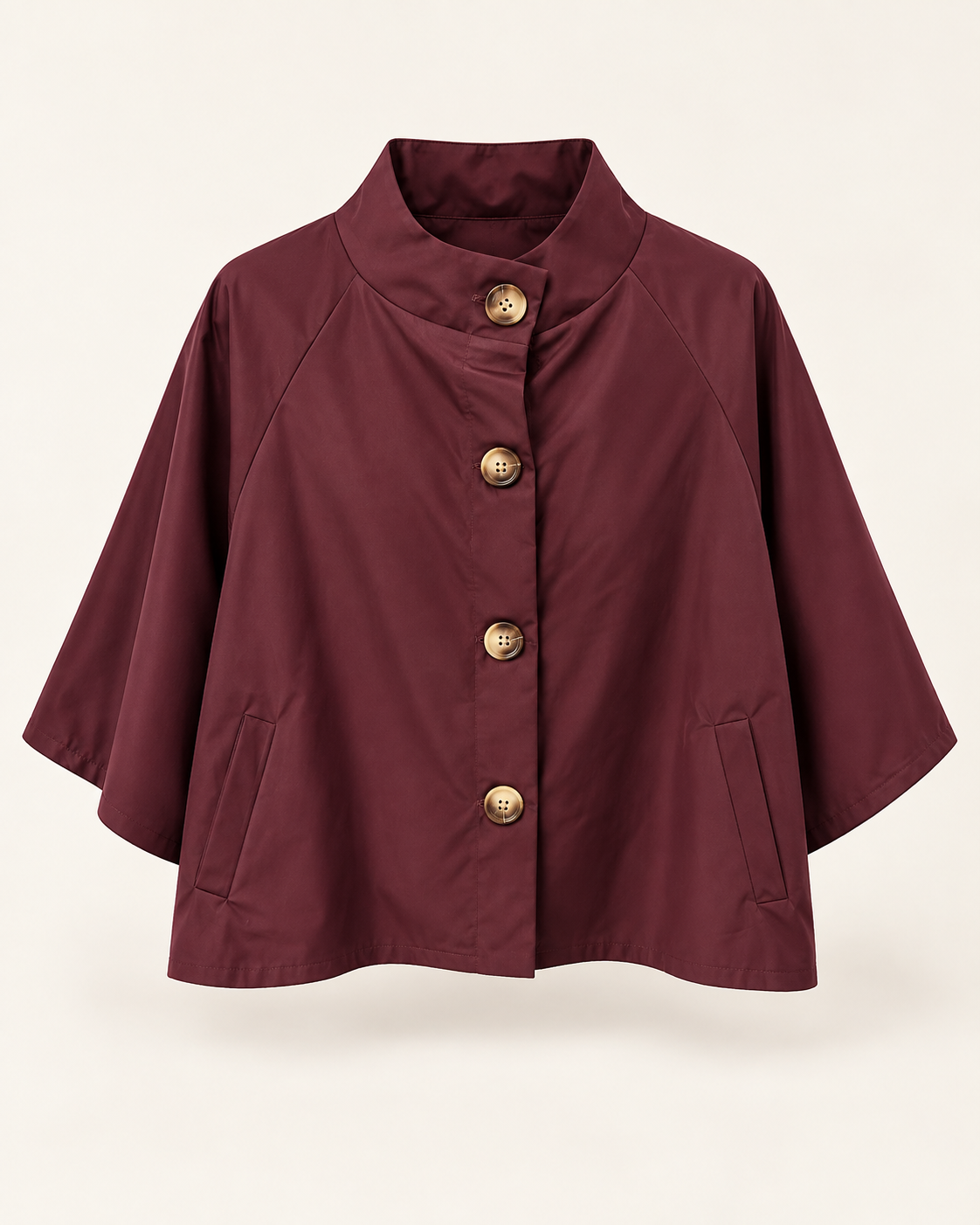 Chaqueta capa ligera granate de mujer, vista frontal