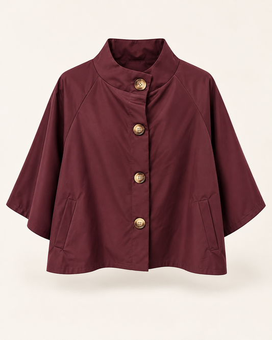 Chaqueta capa ligera granate de mujer, vista frontal