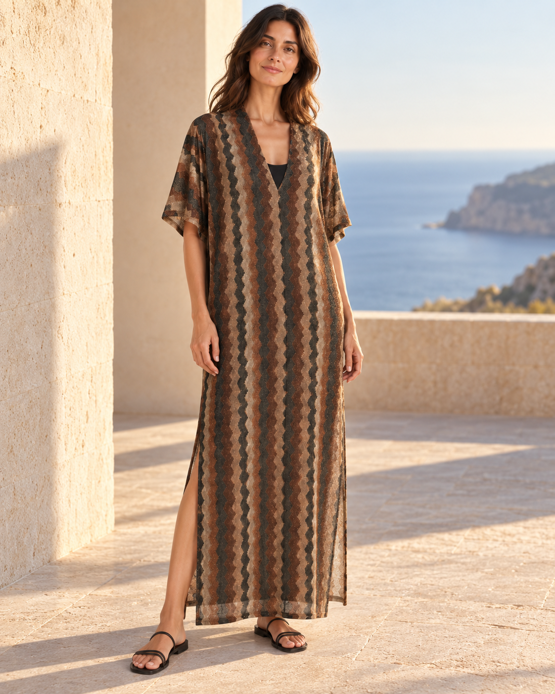 Kaftán Duna Lurex en editorial mediterránea